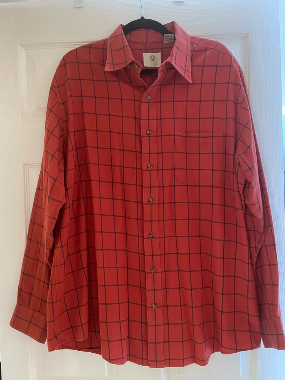 Men’s Viyella Button Down Shirt-Red/Blue-XL
